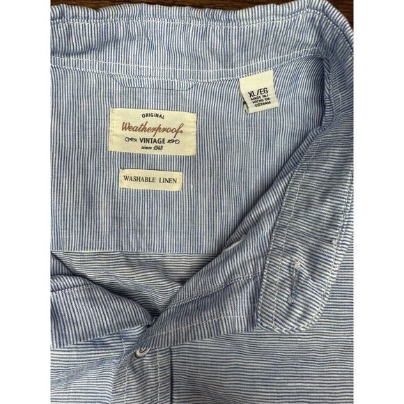 Original Waterproof Vintage Short Sleeve Washable Linen Button Up Shirt Size XL - Picture 3 of 5
